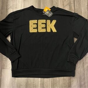 Black Crewneck Sweater with Yellow 'EEK' Design